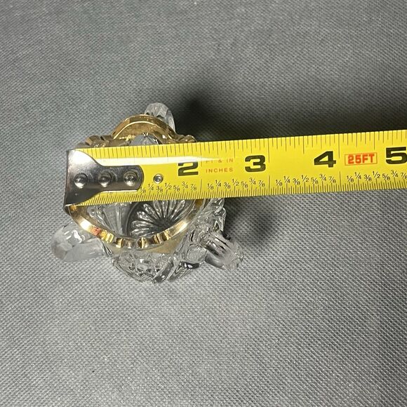 Antique US Glass Toothpick Holder/Bud Vase 3 Handles  Gold Trim Uranium UV - Picture 4 of 11
